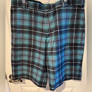 Nike Golf Performance Men's Blue and Black Plaid Shorts Sz 36